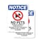 Signmission No Pets Service Animals, 10 in W x Rectangle, Plastic OS-2PACK-NS-P-1014-V-14751 - alternate 1
